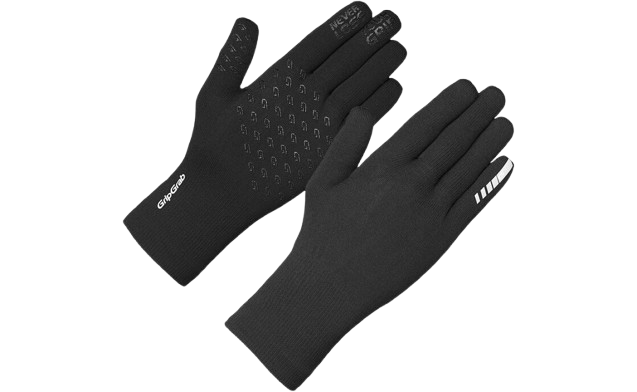 Guantes largos impermeables de punto de invierno GripGrab - Negro